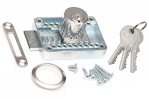 KeyMet Möbelschloss Riegelschloss Zylinderschloss Lob Zylinder-Aufschraubschloss Verschiesenschliessend 3 Schlüssel