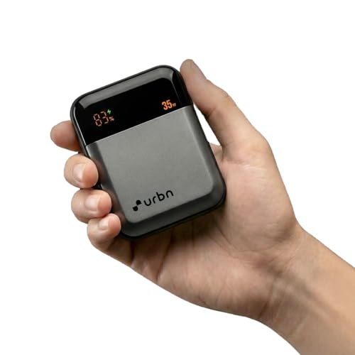 Image of URBN 10000 mAh 35W Mini Volt Power Bank | Dual Output | PD + QC Compatible | Two-Way Fast Charge | Pass-Through Charging | for MacBook Air, iPhone, Samsung, Android & More (Grey)