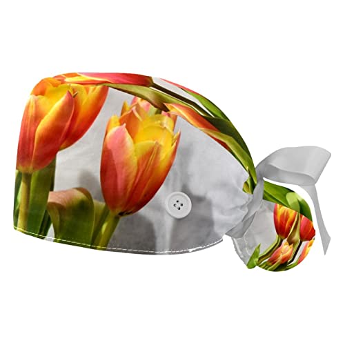 Chapeaux de travail pour hommes et femmes à motif tulipe JDEZ