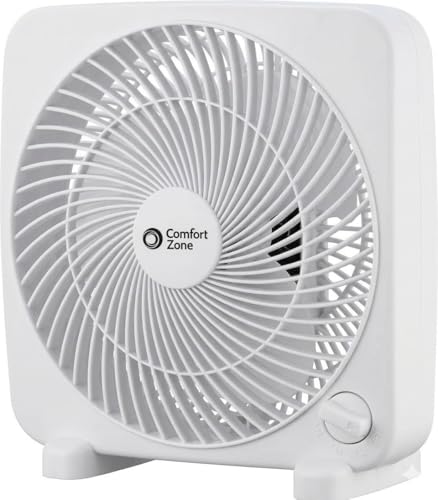 Comfort Zone 9-inch Portable Box Fan – Compact...