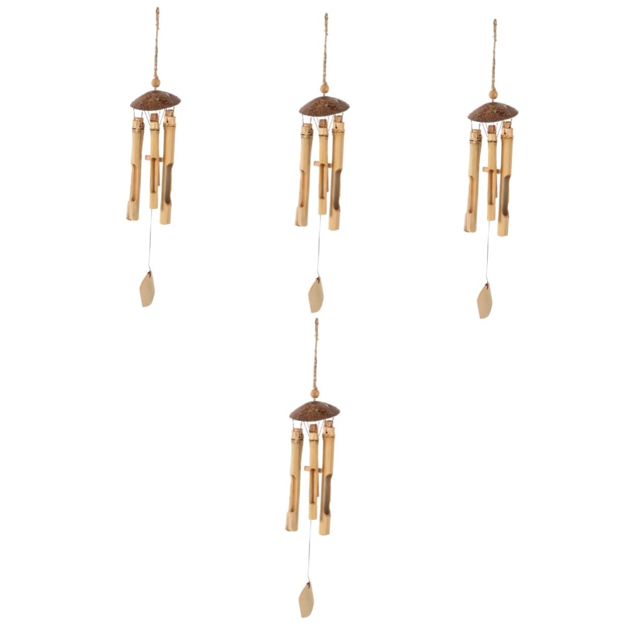Abaodam 4 Pièces Bamboo Wind Chime Suspendu Décoration Extérieure et Agréable et Durable pour Jardin Patio Été Créatif