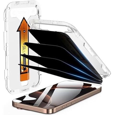 MRGLAS 4-Pack Privacy Screen Protector for iPhone 16 Pro Max [100% Anti-Spy][9H+ Military-Grade Aerospace Glass][Auto-Alignment Kits] Shatterproof Tempered Glass Film for 16 Pro Max 6.9" Zero-Bubble Cover