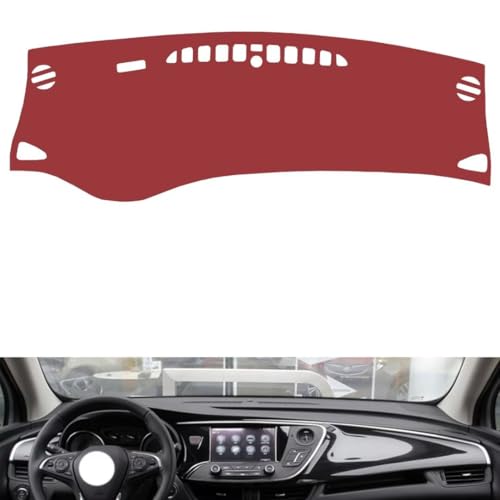 Leather Dash Board Cover mat Compatible with Buick Envision (Warning Light、no Speakers)，Anti-Slip,Sun Protection Dashboard Cover-red