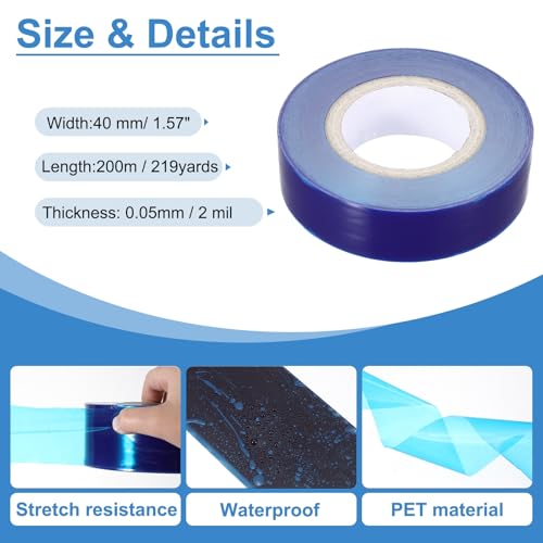 Image of PATIKIL Removable Protective Film Tape, 1.6 Inch x 656 ft PE Surface Protective Scratch Film Tape Roll for Furniture Electrical Appliances Plastic Hardware High Stickiness, Blue