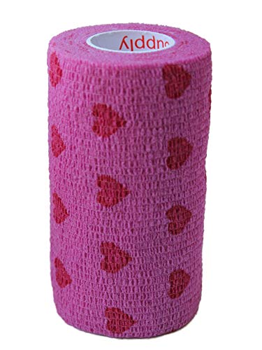 Image of 4 Inch Vet Wrap Tape Bulk (Assorted Patterns) (Pack of 6) Self Adhesive Adherent Adhering Flex Bandage Grip Roll Dog Cat