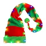 Light Up Christmas Hat - Christmas Elfin Hat with Led Light - Funny Glowing Cap Creative LED Decoration Comfortable and Easy To Wear Suitable for Holiday Parties, Family Dinners, and Gatherings