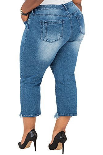 Poetic Justice Women's Plus Size Curvy Fit Stretch Denim Cropped Ankle Jeans2