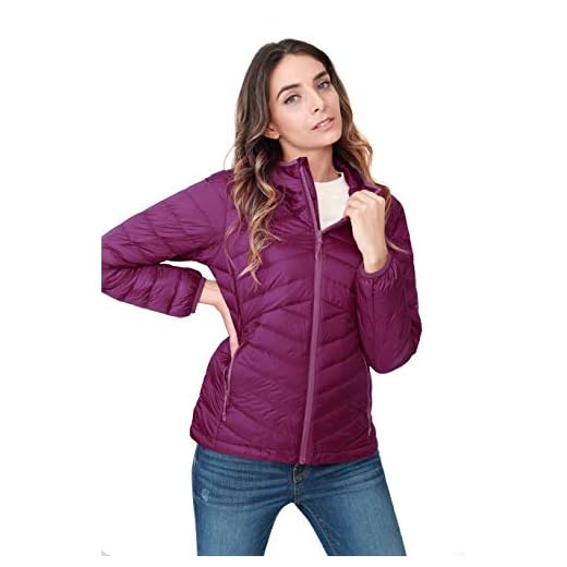 CAMEL CROWN Women’s Lightweight Hooded Down Jacket Packable Puffer Insulated Coats M Purple
