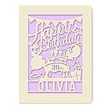 EDSG Personalized Birthday Card | Paper Cut Happy Birthday Card for Him Her Women Girl Boy Men| Custom Gift with Envelope 13th 16th 18th 21st 30th 40th 50th 70th 80th 90th (Lilac Purple)