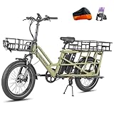 Fafrees Longtail E-Bike 20 * 3.0 Zoll, E-Lastenrad 250W 25km/h, ebike Damen 12Ah*2 Akku, E-Fahrrad 75N.m Reichweite...