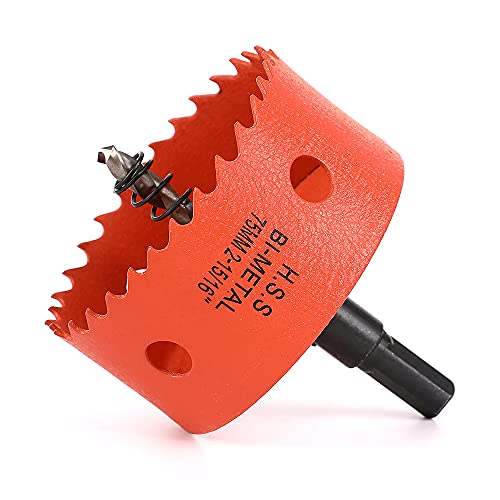 Image of Dribotway 75mm 2-15/16'' Hole Saw, Bi-Metal Hole Saw Drill Bit High Speed Steel, Cutting Circular Holes, for Wood and Metal, Can Easily Drill Wood, Plastic, Plywood, Thin Metal