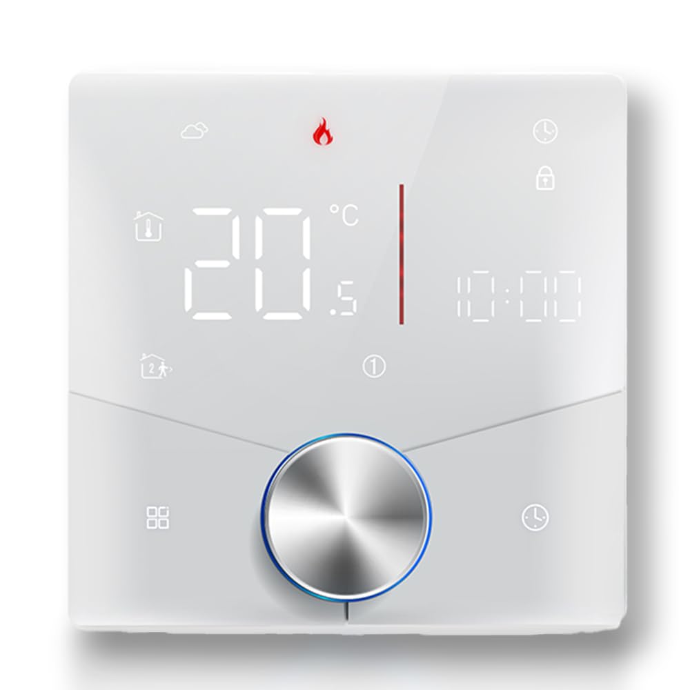 Wi-Fi Termostato - Serie 009 Termostato con Pantalla Táctil Programable para calefacción por Caldera - Compatible con Alexa,Google Home,IFTTT (para calefacción de calderas-White)