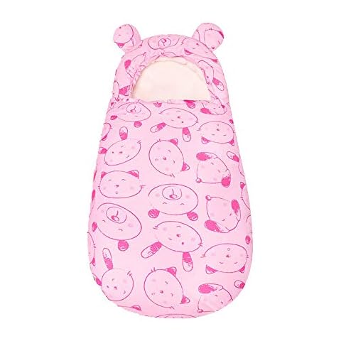 MYTZ Newborn Baby Sleeping Bag Soft Thick Warm Strollers Cute Infant Boy Girls Print Warm Wrap Blanket,Pink Cover