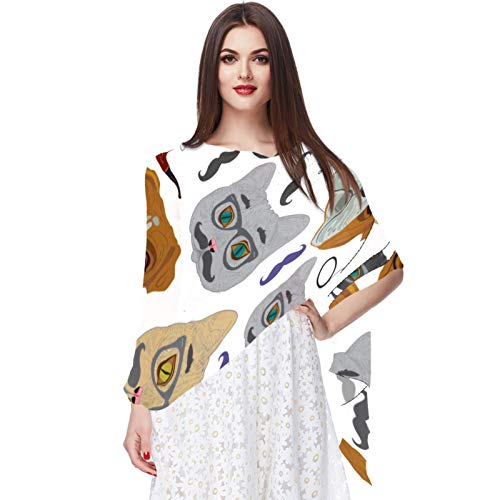 Divertidos gatos perros cabeza mujeres gasa suave pashmina chal abrigo bufanda para dama de honor, boda, fiesta, vestido de noche, Multicolor