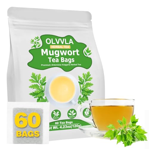 Image of Olvvla - Premium Mugwort Tea - 2g X 60 Count - 100% Pure Natural Mugwort Tea Bag - Caffeine-free - Mugwort Herb Dried - Rich in Antioxidants & Support Digestion