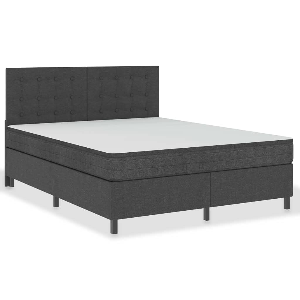 Łóżko kontynentalne ciemnoszare z materiału 180 x 200 cm, podwójne łóżko dla gości, rama łóżka do pokoju gościnnego, schroniska, salonu, sypialni
