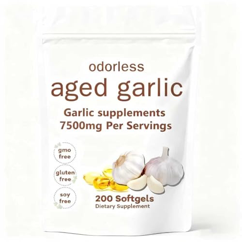 PKPPKP Nuvapure Aged Garlic Extract Odorless 200 Softgels | Organic Non-GMO Gluten-Free | Daily Immune for Adults(1pcs)
