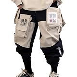 Niepce Inc Japanese Streetwear Men's Cargo Pants (Black-p8, L)