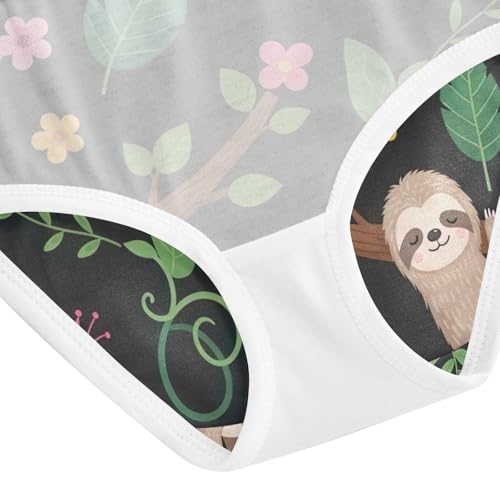 Toddler Girl Panties, Cute Sloth Flowers Black Girls Underwear Cotton, 2T–8 Years4