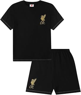 Liverpool Football Club Mens Short Black & Gold Cotton LFC Pyjama Set