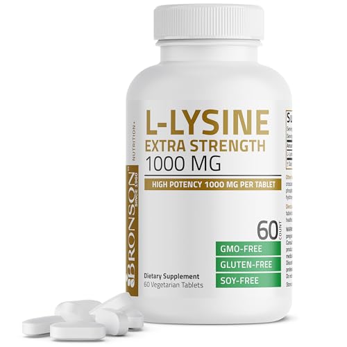 Image of Bronson L-Lysine Extra Strength, High Potency 1000mg per Tablet Dietary Supplement 60 Vegetarian Tablets