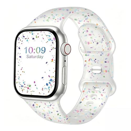 Image of Sport Bands Compatible with Apple Watch Band Women Men 40mm 38mm 41mm 42mm 44mm 45mm 46mm 49mm ,Soft Wristband Waterproof Replacement Strap for iWatch Bands Series 11 10 9 8 7 6 5 4 3 2 1 SE Ultra Transparent