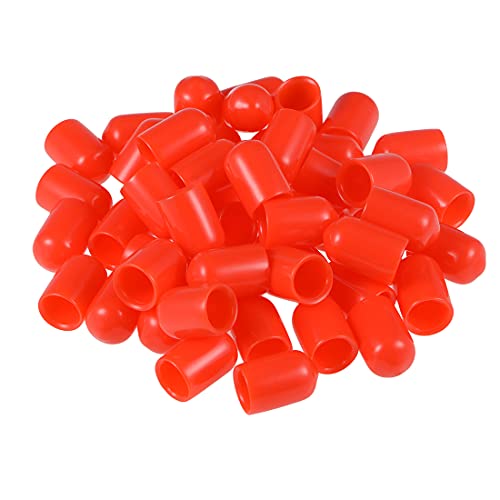uxcell 50pcs Rubber End Caps 8mm ID Vinyl Round Tube Bolt Cap Cover Screw Thread Protectors Red
