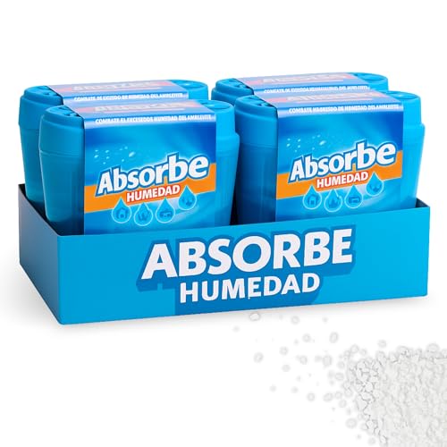 Deshumidificador, Absorbe Humedad, Atrapa Humedad Interior, Previene Condensación, Apto para Armarios, Cocina, Coche, Trasteros, Baños, Cajones, Caravanas, Barcos, Incluye Pack de 4 Botes