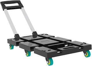 Folding Hand Truck with 6 Wheels, 400 LBS Capacity Dolly Cart with Wheels, Adjustable Handle, Compact Foldable Luggage Cart for Moving, Travel, Office, Airport, Upgrade Version
