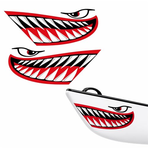 BEMAXYE Kayak Shark Mouth Decal Set, 15.7 Inch Waterproof Vinyl Stickers for Canoe Boat, 5 Style Graphic Kit for Outdoor Watercraft Decoration (A)