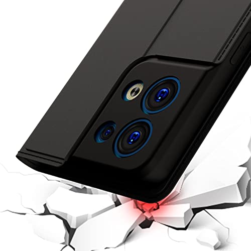 Image of Kapa Noble Slim Magnetic Leather Flip Case Cover for Oppo Reno 8 (5G),Card Holder Stand Leather Flip Wallet Case (Black)