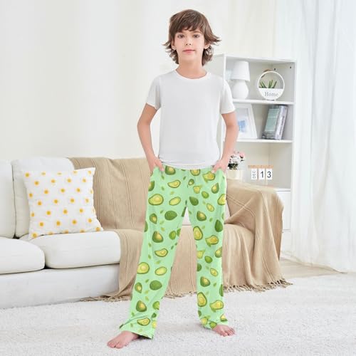 Boys' Pants Avocado Green Leaf Fruit Long Bottoms Jogger Pants Elastic Waist Trousers with Pockets S-XL3
