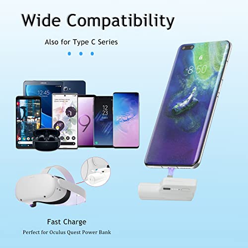 Battery Pack For Oculus Quest 2, Lightweight Portable Power Bank Accessories, Mini Charging Capsule, Fast Charging Vr Extended Battery Pack 5000Mah, Extra 2+ Hours Playtime(White) #TOP1