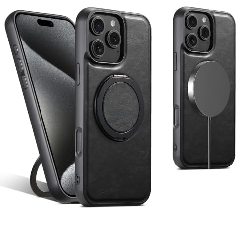 360°��]�����X�^���h�����O�o�b�N��PU���U�[�}�O�l�b�g���d�b�P�[�X iPhone17 16 15 14 13 12 Pro Max 17Air 16 15 14 Plus ���C�����X�[�d �����h�~�J�o�[ �u���b�N iPhone 16�p