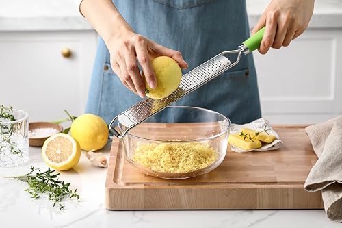 Image of Spring Chef Stainless Steel Lemon Zester - Garlic & Ginger Grater - Green