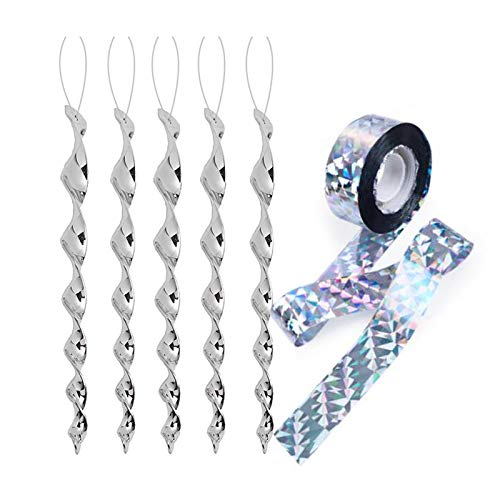 Yemiany Reflectante para Control de Aves,Repelente de aves,6 dispositivos repelentes de aves, 5 palos de disuasión de aves y 1 pieza de cinta adhesiva para evitar que las aves entren a su hogar