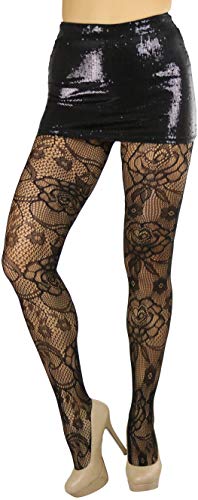 Image of ToBeInStyle Women's Elegant Floral Lace Inspired Spandex Net Full Length Tights