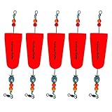 Fairhope Rattle Popping Corks for Redfish and Speckled Trout Freshwater and Saltwater Bobbers Made in Alabama - Red (Pack of 5)