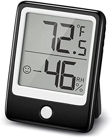 Indoor Thermometer Digital Hygrometer, Temperature and Humidity Monitor for Home, Bedroom, Baby Room, Office, Greenhouse and Cellar, Black