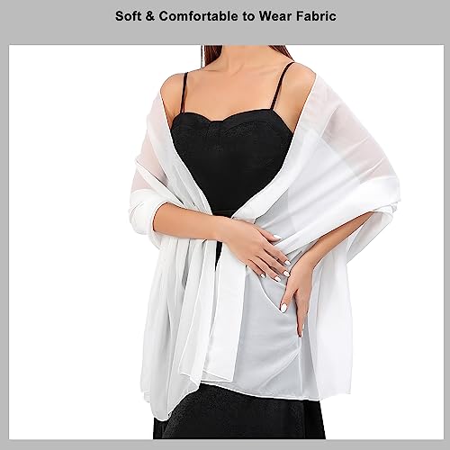 Lifwimner Châle Femme Etole Mariage Mousseline De Soie Pour Mariage Long Châle Blanc – vue 6