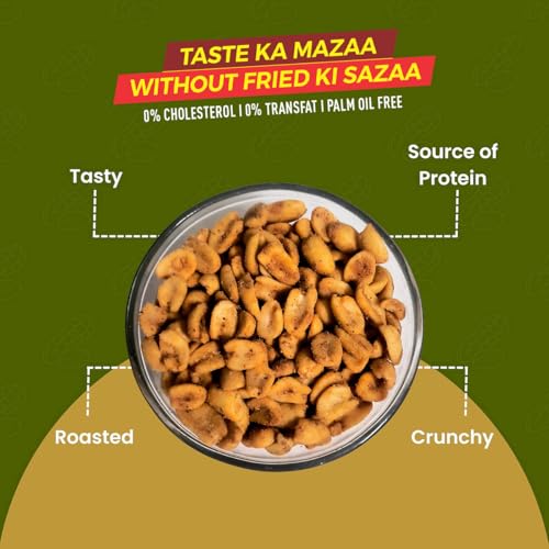 Image of Roasty Tasty Wasabi Flavour Roasted Peanuts|Healthy Snacks|Rich In Protein & Fibre|Roasted, Not Fried Snacks|Healthy Food|Namkeen Peanuts|Crunchy Masala Peanuts|Pack Of 2 (150G Each)