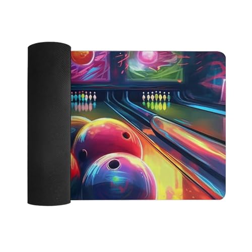 Tapis de souris antidérapant grand format avec motif bowling