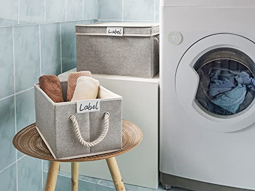 Loforhoney Home Fabric Storage Baskets For Shelves, Foldable Storage Baskets For Organizing, Closet Organizer Bins With Cotton Rope Handles, Canvas Storage Bins For Clothes, Large, Light Gray, 2-Pack #TOP5