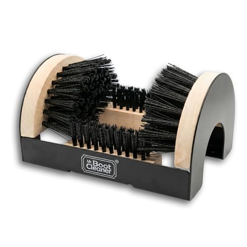 Heavy Duty Wooden Shoe Brush Cleaner Outdoor Floor Mount or Portable, Commercial Boot Scraper/Scrubber with Hardware