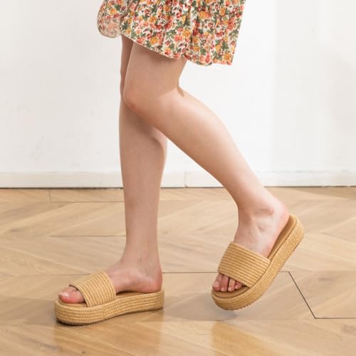 Platform Sandals for Women Straw Raffia Sandals Women Size 6 Beach Vacation Sandals Comfortable Espadrille Platform2
