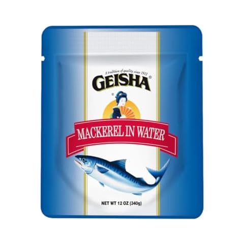 GEISHA Mackerel in Water 12oz (Pack of 24), Mackerel| HALAL & Kosher Certified – Gluten Free – Wild Caught – Good Source of Protein Cover