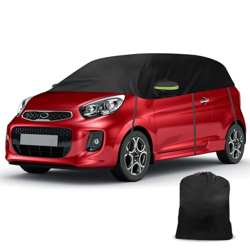 Copertura Mezza Compatibile con Kia Picanto 2003-2025, Copertura Auto Impermeabile, Telone per Garage con Strisce Riflettenti, Protezione da Neve e Polvere