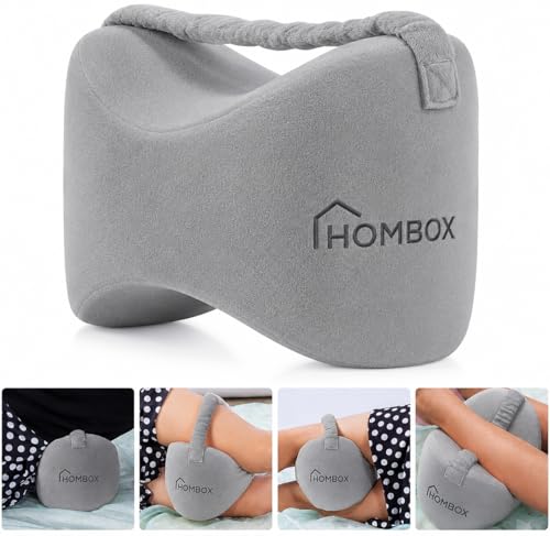 Image of HOMBOX Memory Foam Knee Pillow for Sleeping, Side Sleeper, Sciatica Pain Relief, Knee Joints, Pregnancy, HIPS and Legs Pain, Leg Cushion with Washable Cover, Grey Pack of 1