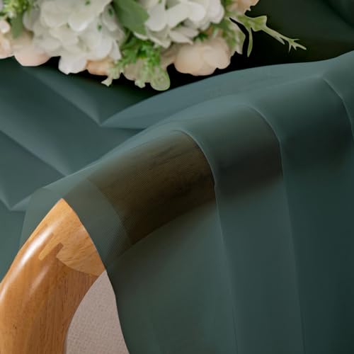 Image of Chyhomenyc Sheer Valances for Windows 2 Pack, Small Window Curtains for Living Room Bathroom, Modern Top Dual Rod Pocket Basement Curtains for Small Window, 42Wx14L inches, 2PCS, Hunter Green