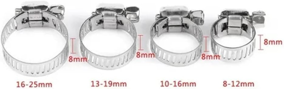 10pcs Adjustable Stainless Steel Screw Band Hose Clamps Car Fuel Hose Clamps Pipe Clamp Worm Gear Clip Hose Clamp Plier Tools,10pcs 10mm,16mm (Size : 10pcs 10mm16mm)